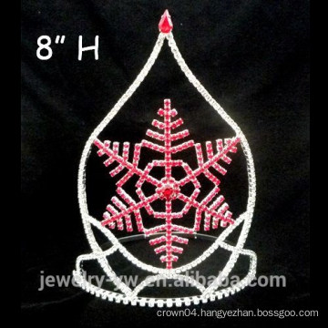 Wholesale red crystal snowflake christmas pageant crowns